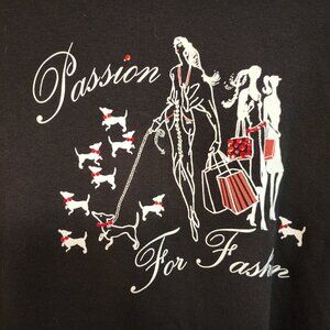 Y2K Nicole Miller Passion For Fashion Black Long Sleeve Shirt Women's 2X Edgy